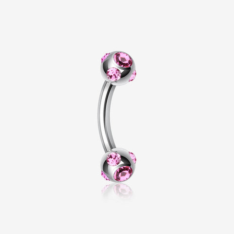 Aurora Gem Ball Curved Barbell Eyebrow Ring-Pink