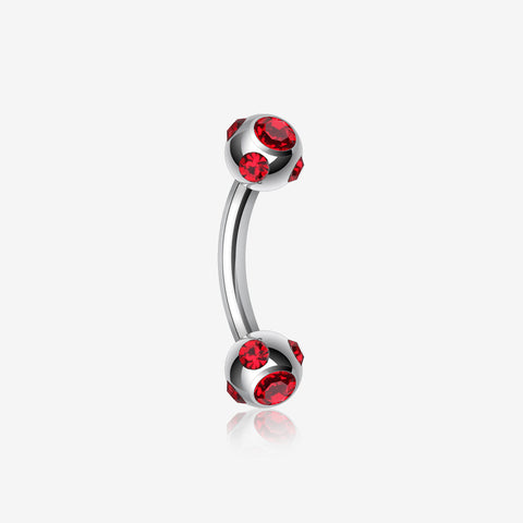 Aurora Gem Ball Curved Barbell Eyebrow Ring-Red