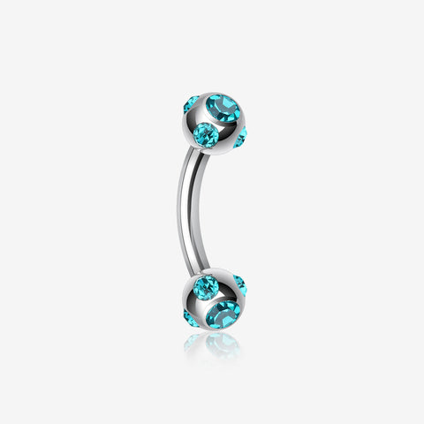 Aurora Gem Ball Curved Barbell Eyebrow Ring-Teal