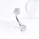 Detail View 1 of Brilliant Sparkle Majestic Gem Top Curved Barbell-Clear Gem
