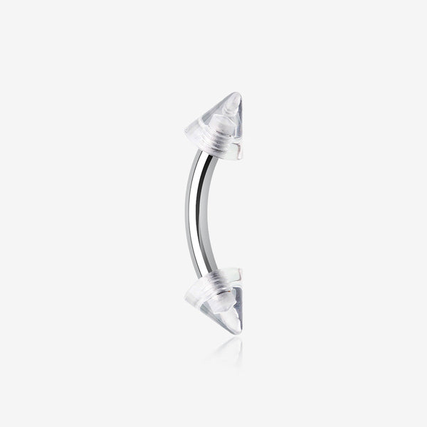 Acrylic Spike Curved Barbell Eyebrow Ring-Clear Gem