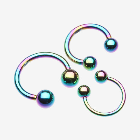 Colorline PVD Basic Horseshoe Circular Barbell-Rainbow