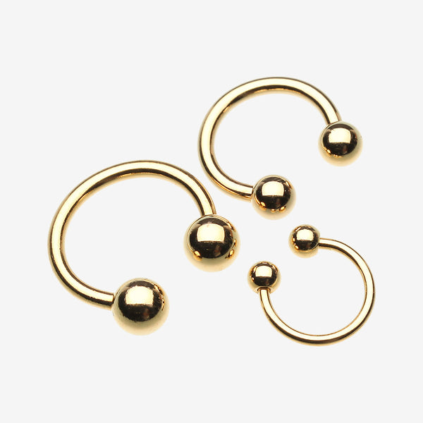 Gold Plated Basic Horseshoe Circular Barbell