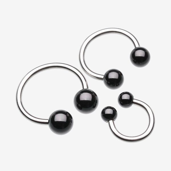 Colorline PVD Ball Ends Steel Horseshoe Circular Barbell-Black
