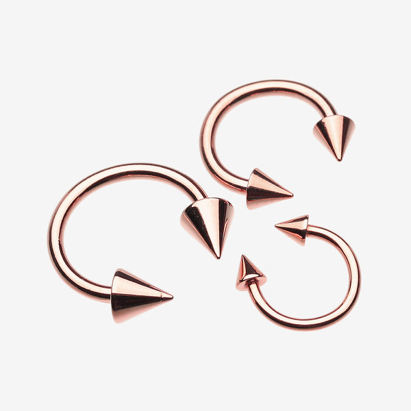 Rose Gold Plated Basic Spike Top Horseshoe Circular Barbell