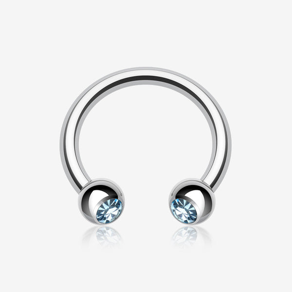 Gem Ball Steel Horseshoe Circular Barbell-Aqua
