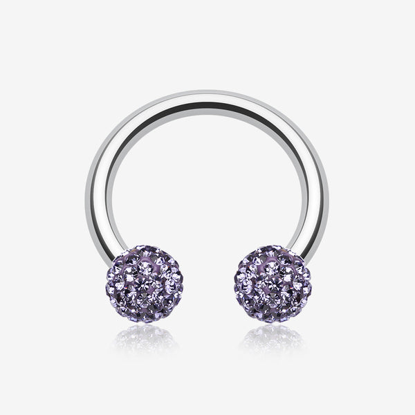 Multi-Gem Sparkle Horseshoe Circular Barbell-Tanzanite