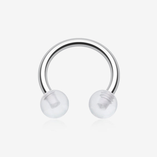 Basic UV Acrylic Horseshoe Circular Barbell-Clear Gem