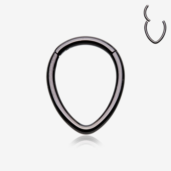 Blackline Teardrop Eggy Steel Seamless Clicker Hoop Ring