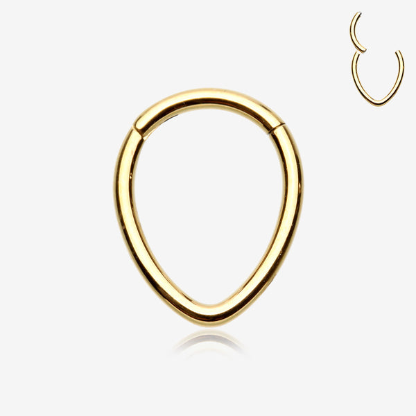 Golden Teardrop Eggy Steel Seamless Clicker Hoop Ring