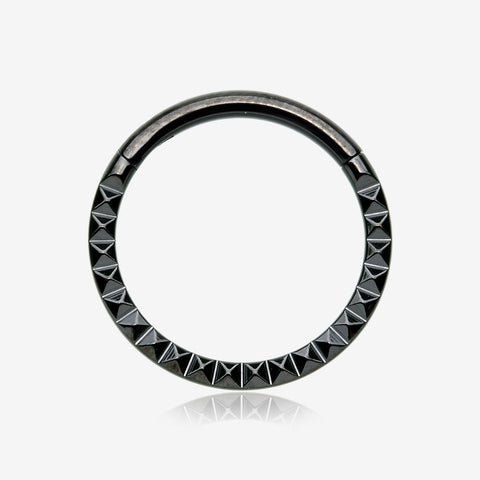Blackline Pyramid Studded Geometric Seamless Clicker Hoop Ring