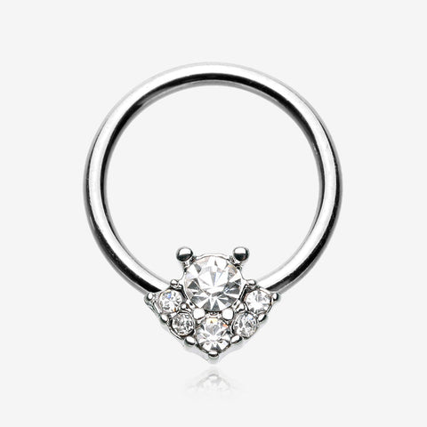 Elegance Dazzle Sparkle Captive Bead Ring-Clear Gem