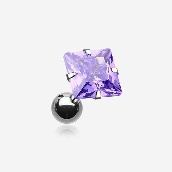 Square Gem Crystal Cartilage Earring-Tanzanite