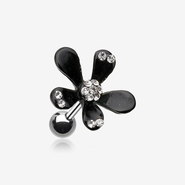 Spring Flower Bloom Cartilage Earring-Black