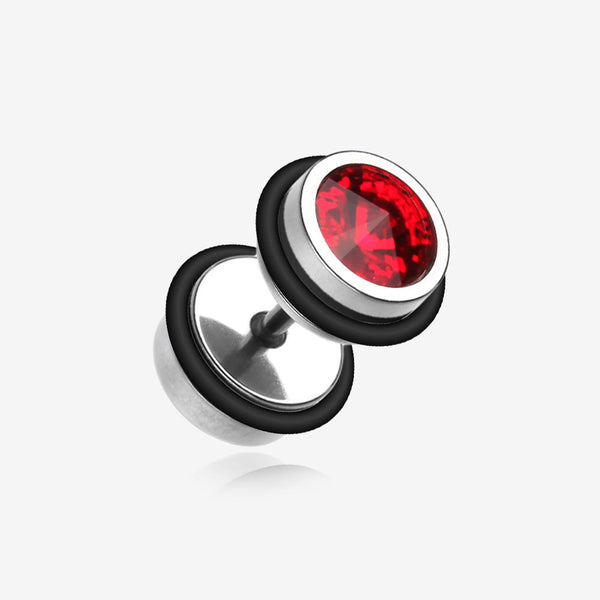 A Pair of Pointy Crystalline Faux Gauge Plug Earring-Red