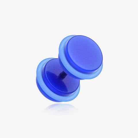 A Pair of Solid Acrylic O-Ring Faux Gauge Plug Earring-Blue