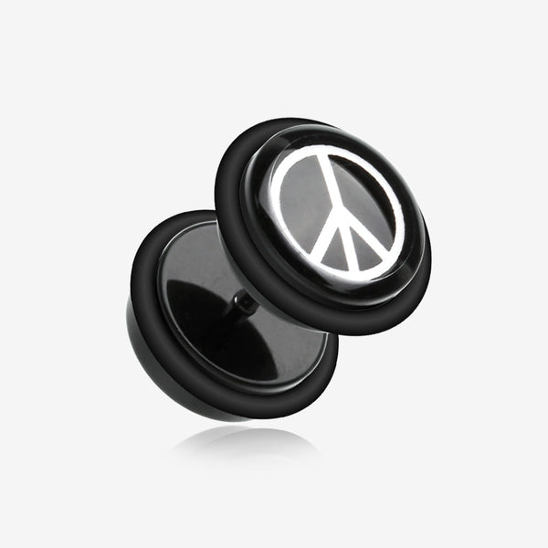 A Pair of Peace Acrylic Faux Gauge Plug Earring-Black