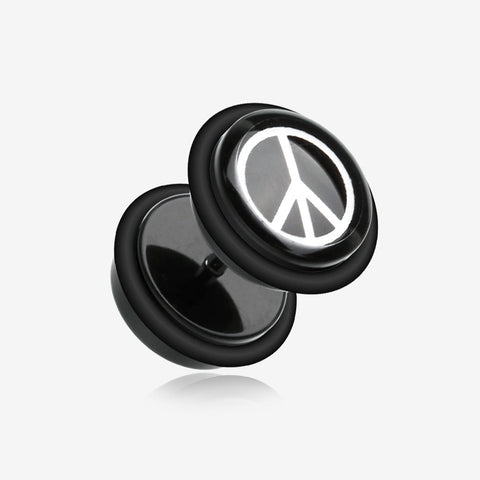 A Pair of Peace Acrylic Faux Gauge Plug Earring-Black