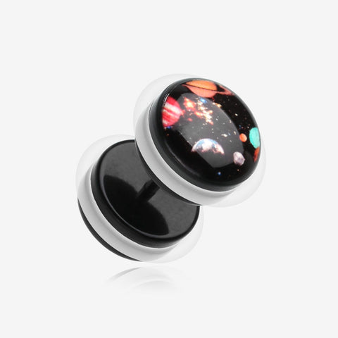 A Pair of Galaxy Universe Acrylic Faux Gauge Plug Earring-Black