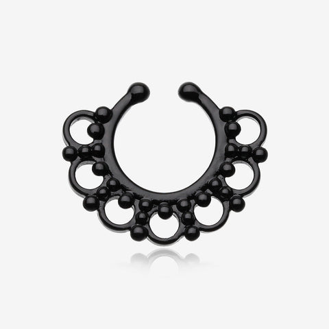Colorline Majestic Filigree Fake Septum Clip-On Ring-Black