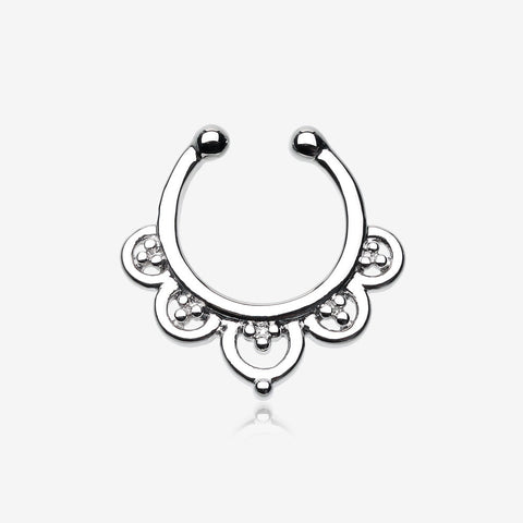 Imperial Filigree Fake Septum Clip-On Ring-Steel