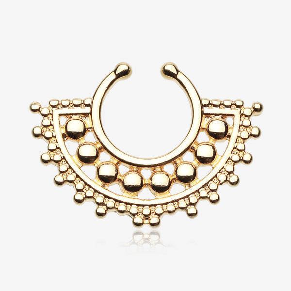 Golden Divine Filigree Fake Septum Clip-On Ring-Gold