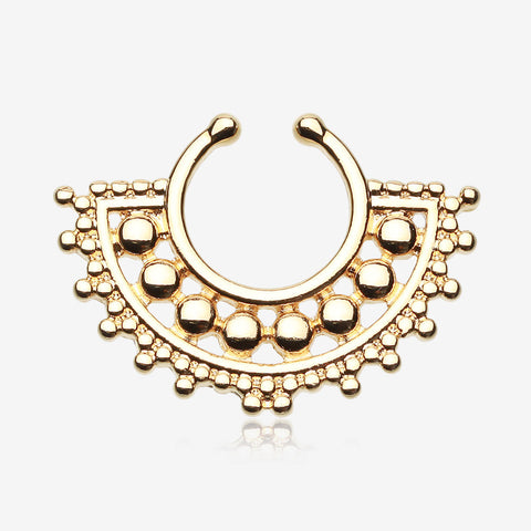 Golden Divine Filigree Fake Septum Clip-On Ring-Gold