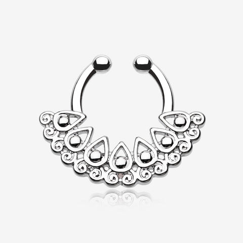 Arioso Filigree Fake Septum Clip-On Ring-Steel