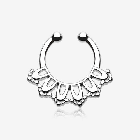 Kaltik Filigree Fake Septum Clip-On Ring-Steel