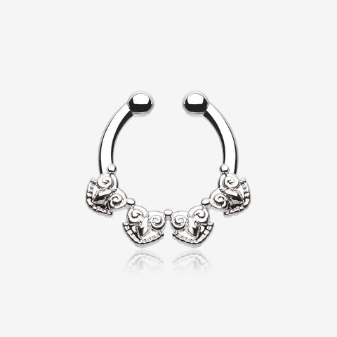 Tribal Tetra Fake Septum Clip-On Ring-Steel