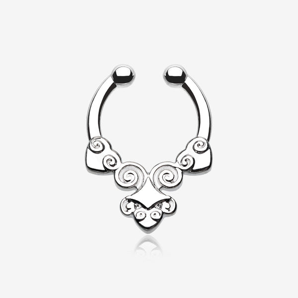 Tribal Laran Fake Septum Clip-On Ring-Steel