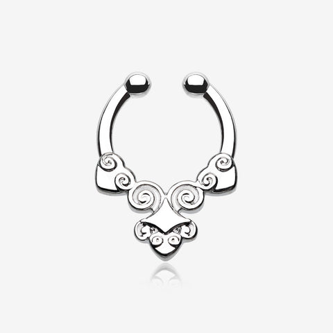 Tribal Laran Fake Septum Clip-On Ring-Steel