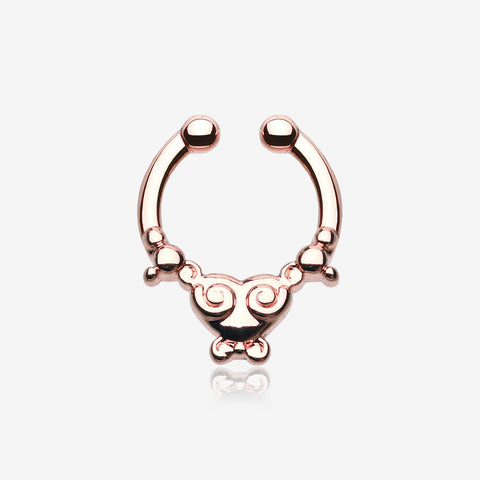Rose Gold Tribal Saia Fake Septum Clip-On Ring-Rose Gold