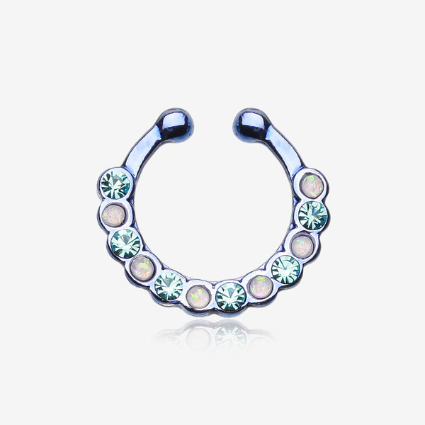 Colorline Opal Paradigm Fake Septum Clip-On Ring-Purple/Aqua