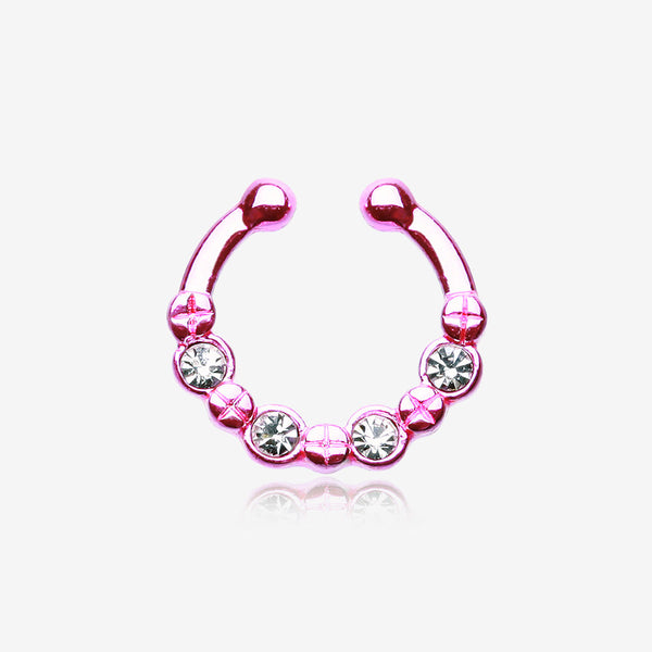 Colorline Elan Multi-Gem Fake Septum Ring-Pink/Clear