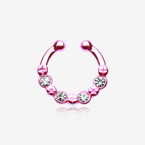 Colorline Elan Multi-Gem Fake Septum Ring-Pink/Clear