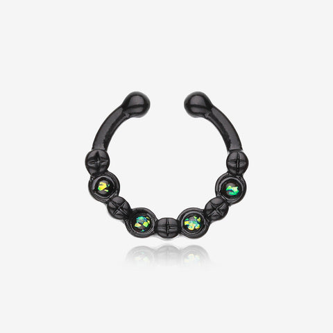 Colorline Aurea Sparkle Fake Septum Clip-On Ring -Black