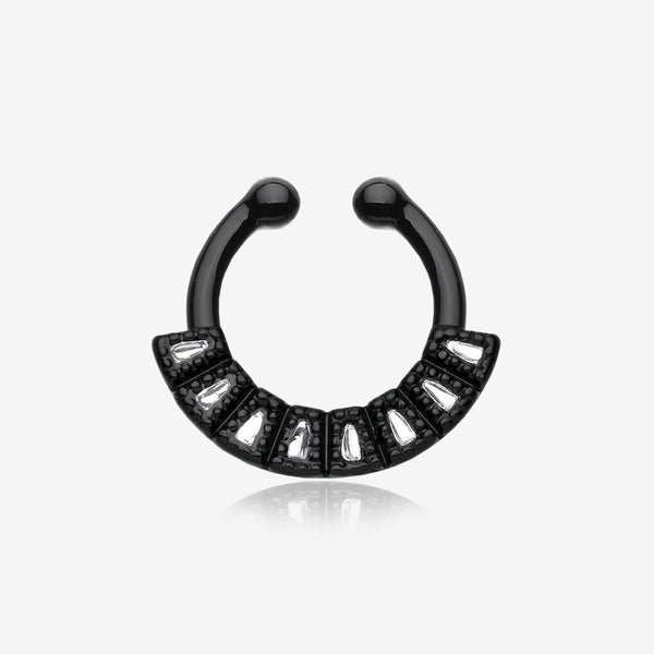 Colorline Sabre Arc Fake Septum Clip-On Ring-Black/Clear