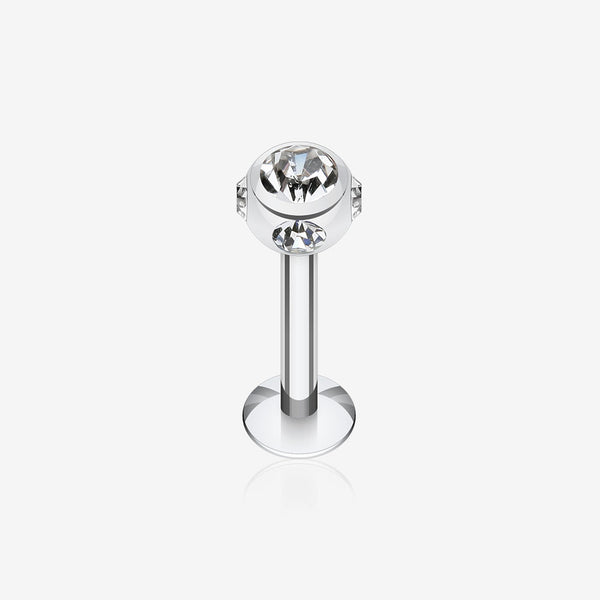 Aurora Gem Ball Steel Labret-Clear Gem