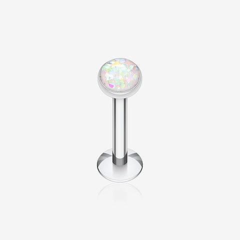 Opal Glitter Shower Dome Steel Labret-White