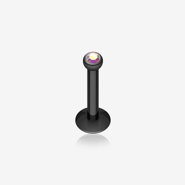 Colorline Gem Ball Internally Threaded Labret-Black/Aurora Borealis