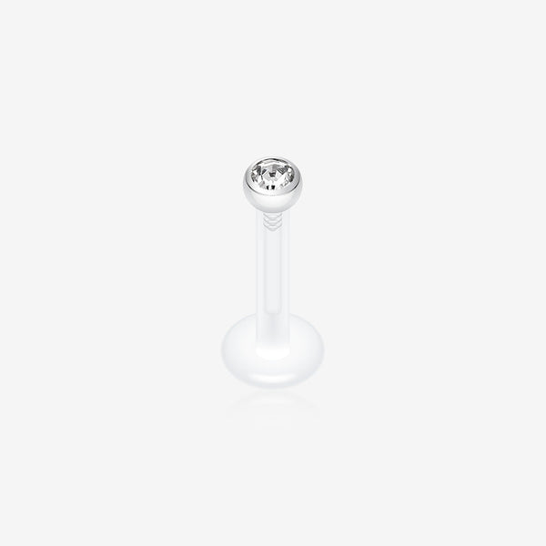 Bio-Flex Gem Ball Push-Fit Labret-Clear Gem
