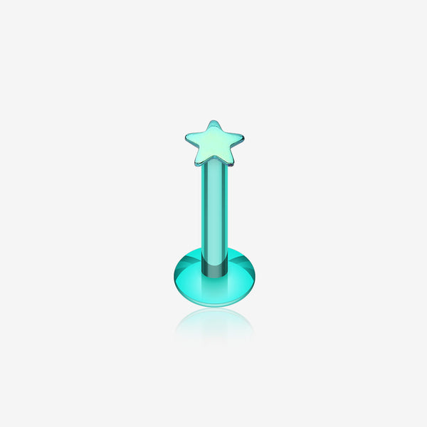 Colorline PVD Star Top Internally Threaded Labret-Green