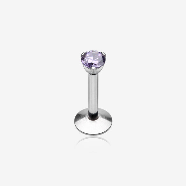 Gem Top Prong Set Steel Labret-Tanzanite