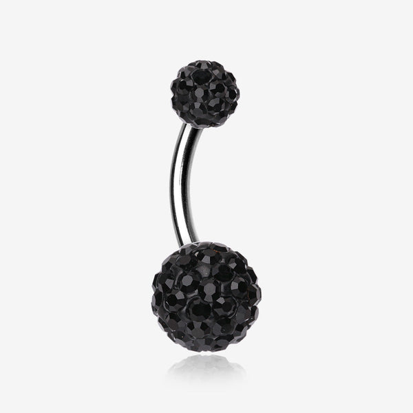 Classic Multi-Gem Sparkle Belly Ring-Black