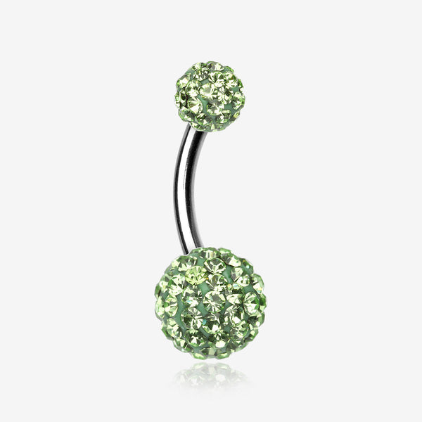 Classic Multi-Gem Sparkle Belly Ring-Light Green