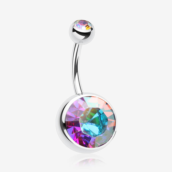 The Giant Sparkle Gem Ball Belly Button Ring-Aurora Borealis