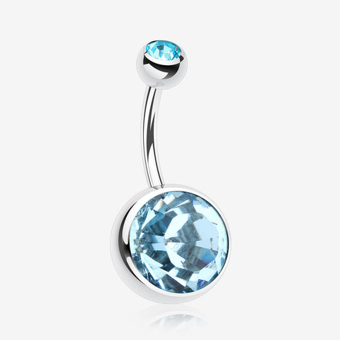 The Giant Sparkle Gem Ball Belly Button Ring-Aqua