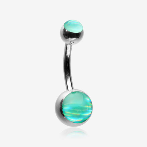 Iridescent Holographic Sparkle Belly Button Ring-Light Green