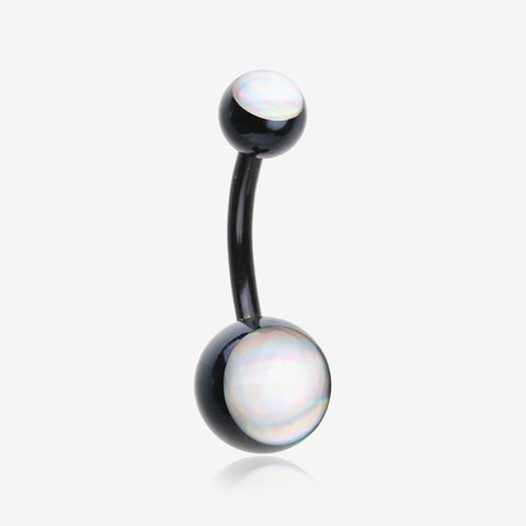 Colorline Hologram Sparkle Steel Belly Button Ring-Black/Clear